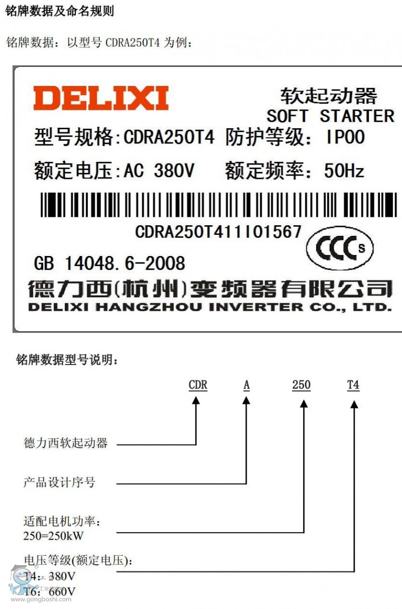德力西CDRA系列軟啟動(dòng)型號(hào)含義