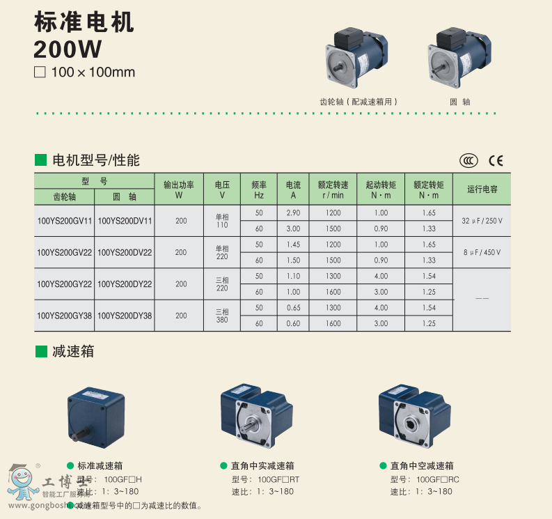 200W標(biāo)準(zhǔn)電機(jī)